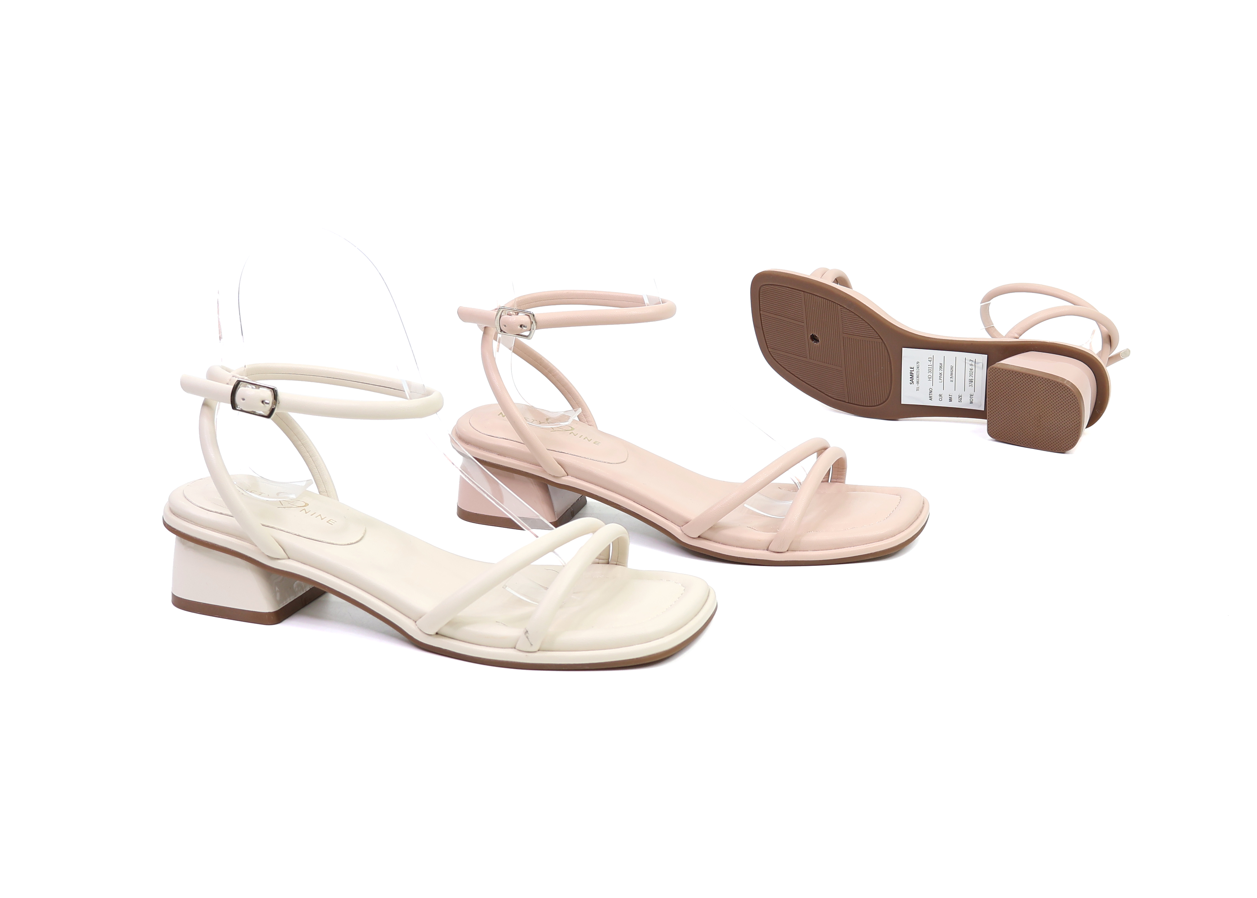 LOW BLOCK HEEL SANDALS WITH ANCKE STRAP